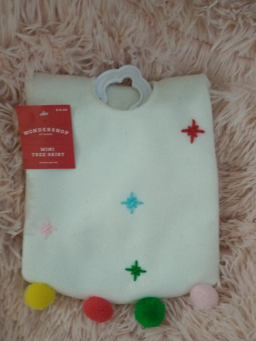 Wondershop White Mini Tree Skirt with Colorful Pom-Poms